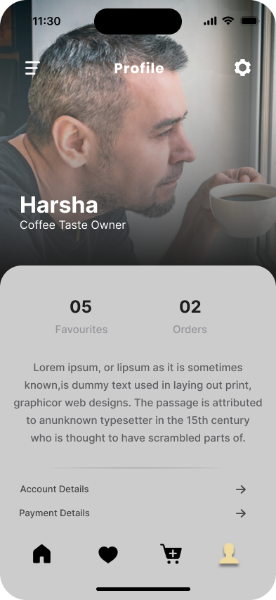 Coffee Mobile App Profile Layout 1